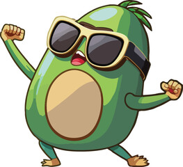 Happy avocado emoji wearing sunglasses