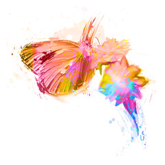 Obraz premium Watercolor Butterfly drawing, silhouette of a Butterfly, Watercolor Butterfly art, Butterfly