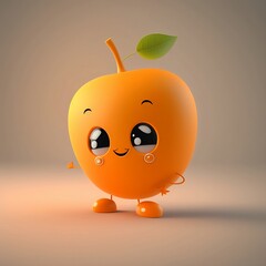 Fototapeta premium Happy Cartoon Orange AI