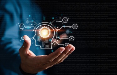 Chat GPT Chat with AI Artificial Intelligence. Businessman using  chatbot in computer smart...