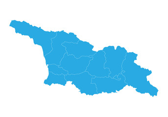 georgia map. High detailed blue map of georgia on PNG transparent background. - obrazy, fototapety, plakaty