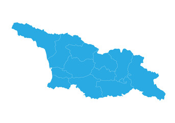 georgia South Ossetia map. High detailed blue map of georgia  on PNG transparent background. - obrazy, fototapety, plakaty