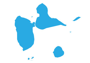 guadeloupe map. High detailed blue map of guadeloupe on PNG transparent background.