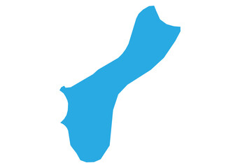 guam map. High detailed blue map of guam on PNG transparent background.