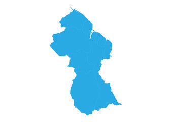 Fototapeta premium guyana map. High detailed blue map of guyana on PNG transparent background.