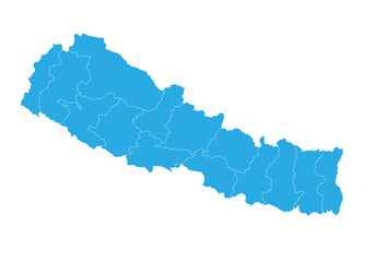 nepal map. High detailed blue map of nepal on PNG transparent background. - obrazy, fototapety, plakaty
