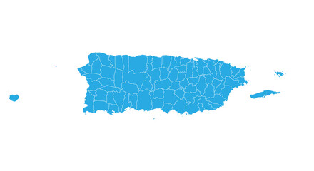 Obraz premium puerto Rico map. High detailed blue map of puerto Rico on PNG transparent background.