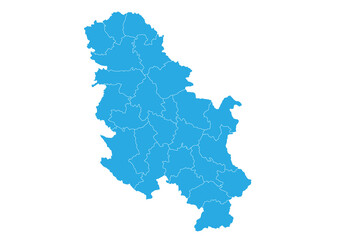 serbia NoKosovo map. High detailed blue map of serbia  on PNG transparent background.