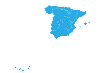Obraz premium spain map. High detailed blue map of spain on PNG transparent background.