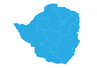 zimbabwe map. High detailed blue map of zimbabwe on PNG transparent background. - obrazy, fototapety, plakaty