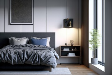 3d render of a modern minimalist bedroom made by generative ai