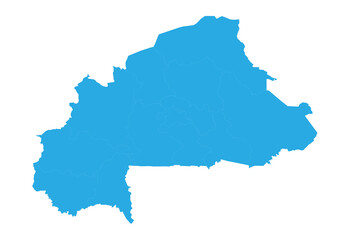 burkinaFaso map. High detailed blue map of burkinaFaso on PNG transparent background.
