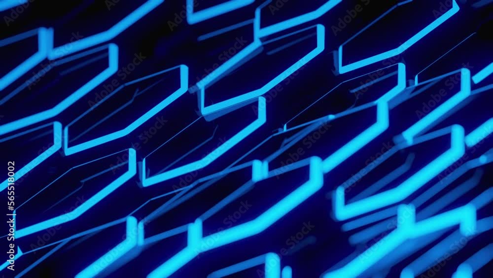 Poster futuristic hexagon background. 3d render. abstract blue hexagonal pattern. random motion. seamless l