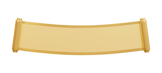 golden blank scroll 3d rendering illustration