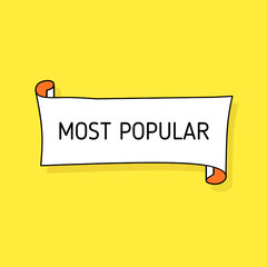 Most popular ribbon banner. Most popular label. Modern style vector.