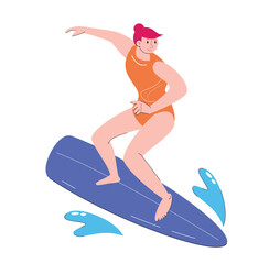 character people playing surf board vector illustration
