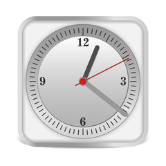 Silver white square alarm clock for graphic design is file png