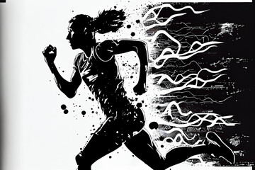 Visual drawing silhouettes of runner from start to finish