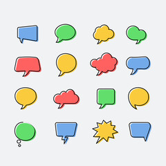 Speech bubble vector background template. Colorful design.