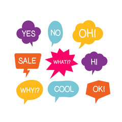 Speech bubble vector background template. Colorful design.