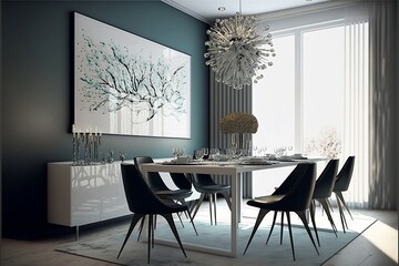 Elegant Modern Dining Room. Generative AI
