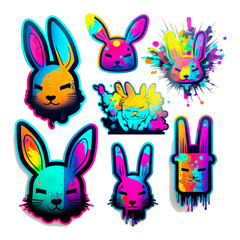 Rainbow Splash - A Set of Cute, Colorful, Graffiti-Style Easter Bunny and  Rabbit Illustrations for Pet and Holiday Fun 