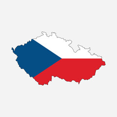 Naklejka premium Map and flag of Czech Republic country outline silhouette vector illustration 
