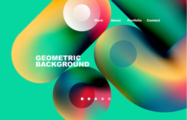 Website landing page abstract geometric background. Circles and round shapes. Web page for website or mobile app wallpaper