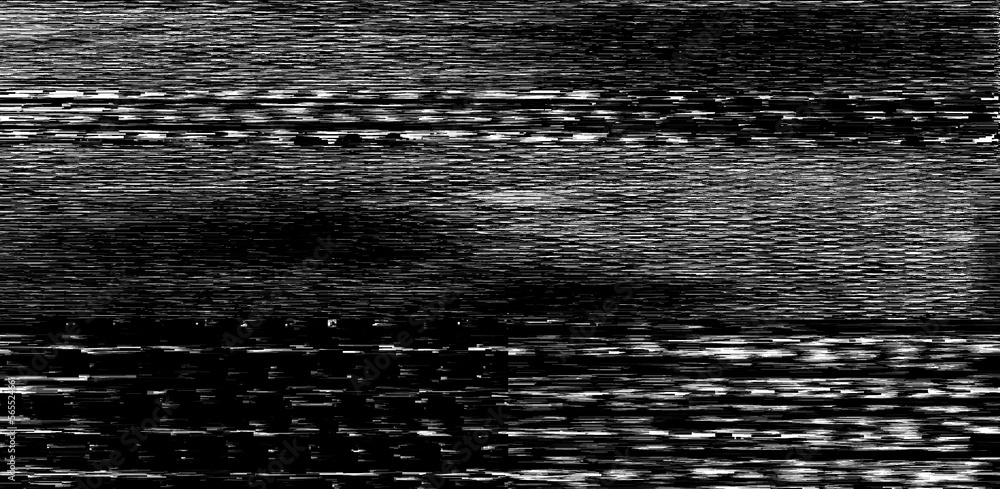 Poster Black and white static noise of a TV screen. Glitched and distorted background.