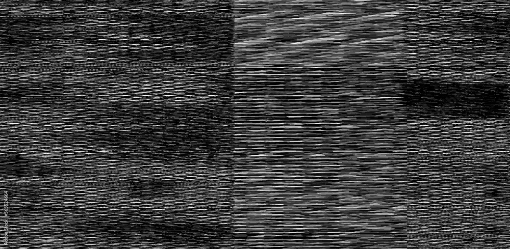 Poster Black and white static noise of a TV screen. Glitched and distorted background.