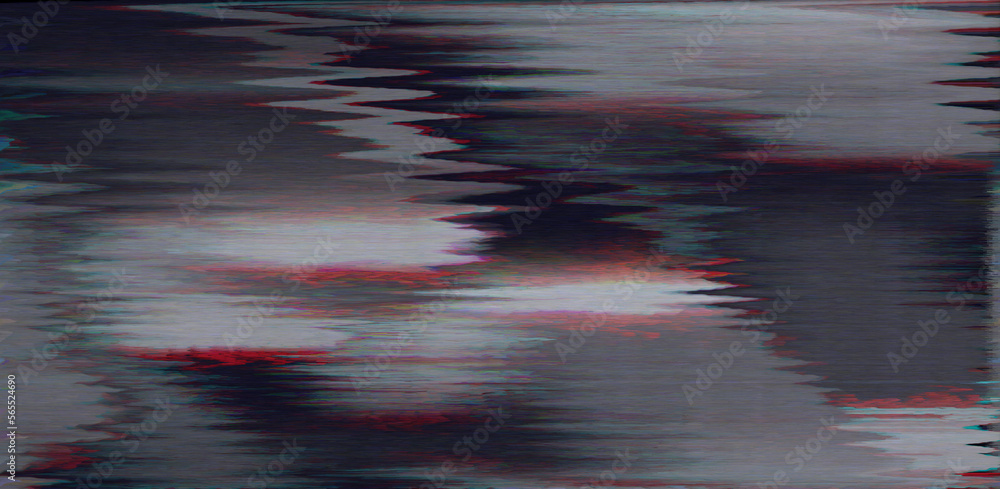 Poster Black and white static noise of a TV screen. Glitched and distorted background.