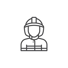 Fireman avatar line icon. linear style sign for mobile concept and web design.