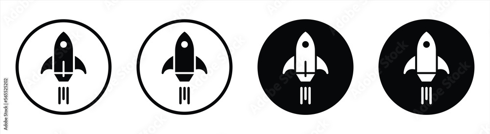 Poster rocket icon set. startup icon. cleaning icon. launcher icon. isolated collections symbol sign vector