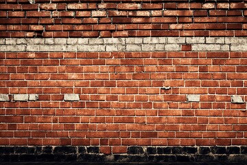 Old Red Brick Wall Pattern - Generative AI
