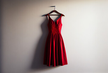 red dress hanging on a wall, isolated, generative ai - obrazy, fototapety, plakaty