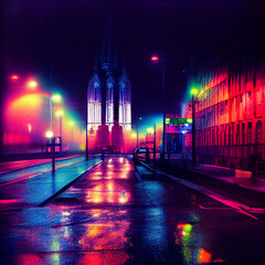 Night city created with Generative AI technology