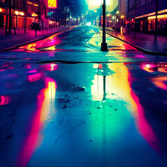 Night city created with Generative AI technology