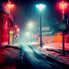 Night city created with Generative AI technology