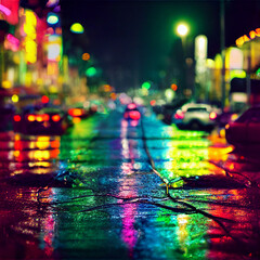 Night city created with Generative AI technology