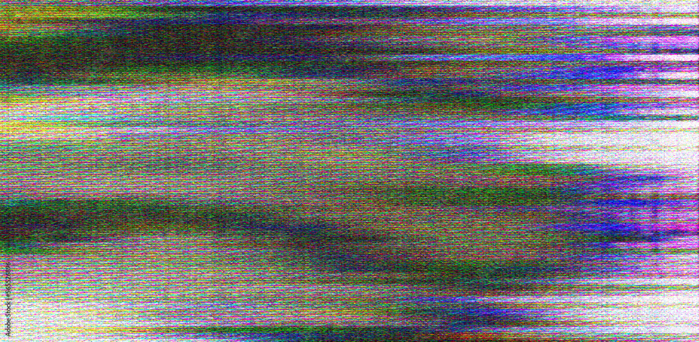 Aufkleber Glitched and distorted TV screen with static pixel noise.