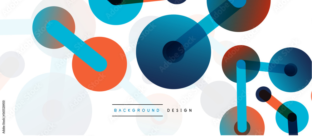Poster line points connections geometric abstract background. circles connected by lines. trendy techno bus