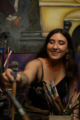 artist art painter painting paint paintbrush girl model woman gallery studio colors drawing...