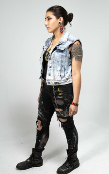 model studio white background photography grunge jean jacker ripped pants woman women girl body shot digitals artist 