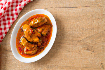 Redtail Catfish Fish in Dried Red Curry Sauce that called Choo Chee