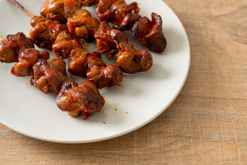 grilled chicken gizzard skewer yakitori serve in izakaya style