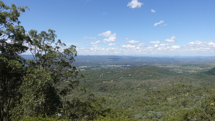 Cloudy sky view at the top of mountain at Toowoomba picnic point lookout on the crest of the Great...