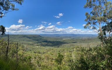 Cloudy sky view at the top of mountain at Toowoomba picnic point lookout on the crest of the Great...