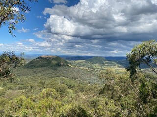 Cloudy sky view at the top of mountain at Toowoomba picnic point lookout on the crest of the Great Dividing Range, around 700 metres (2,300 ft) above sea level, Queensland, Australia.