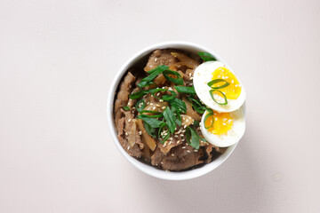 Gyudon is Japanese Beef Rice Bowl or Yakinikudon.
