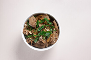Gyudon is Japanese Beef Rice Bowl or Yakinikudon.